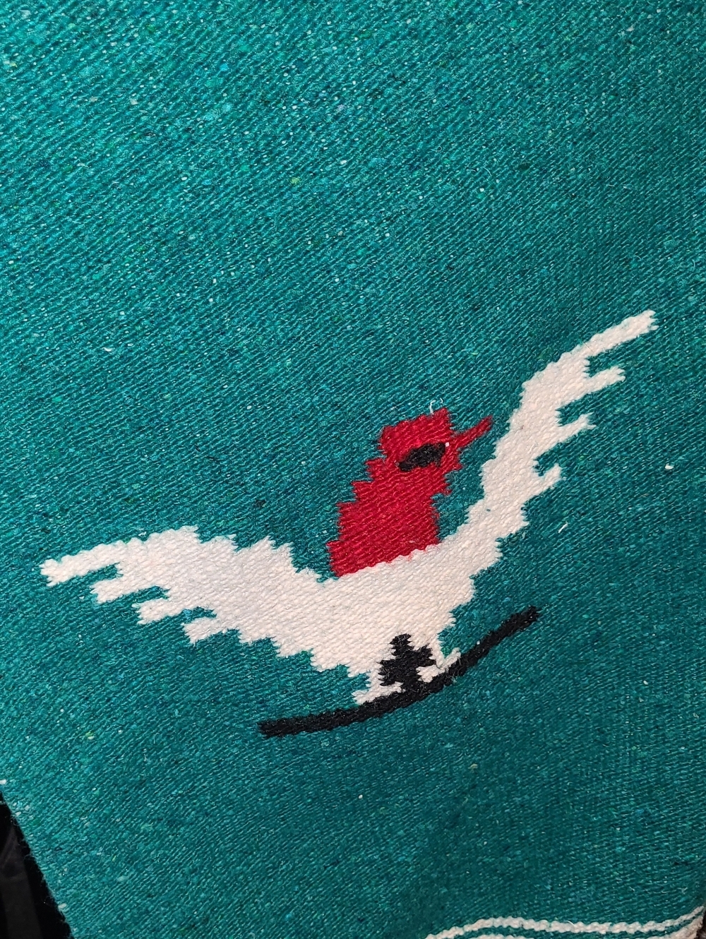 Teal Vintage Mexican Poncho - Picture 6 of 9